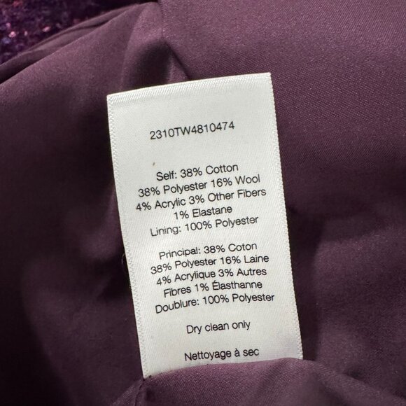 Veronica Beard Bentley Double Breasted Tweed Jacket Size 2 Aubergine NWT CJ-2131 - Picture 16 of 16